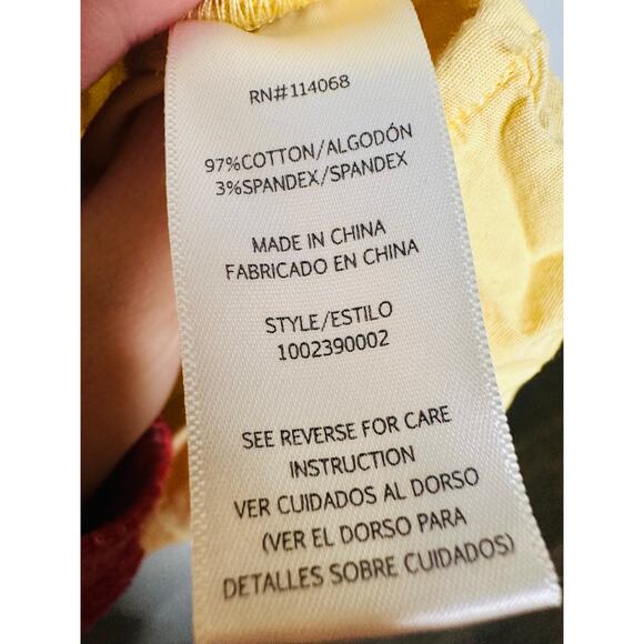 LOUNA Mellow Yellow Cotton Square Neck Puff Sleeves Smocked Cinched Dress Size M - Picture 9 of 11